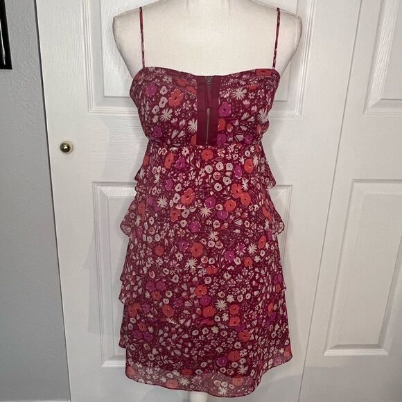 American Eagle Pink Ruffle Dress with Spaghetti Straps Size 4 - Picture 1 of 3